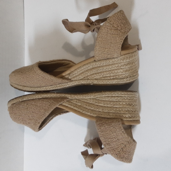 Ugg Australia Delmar espadrille wedge sandals cotton Weave upper natural size 9 - Picture 8 of 11